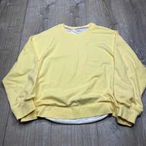 Fourlaps Sweatshirt Mens XXL Yellow Crew Neck Mesh Lined Athletic Gym Pullover